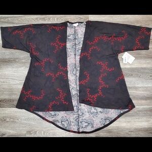 Lularoe Lindsay Kimono Black & Red, sz: Med, NWT